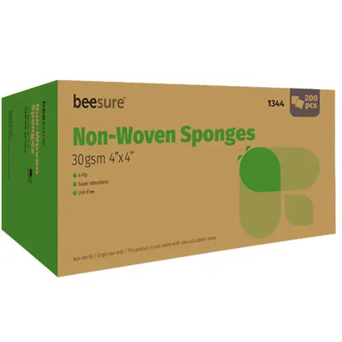 EcoBee Standard Gauze Sponges, 4" x 4", 30 gsm, 2000/Case, 1344 - Standard 30 gsm, 4" x 4", 2000/Case, 1344 - Image 1