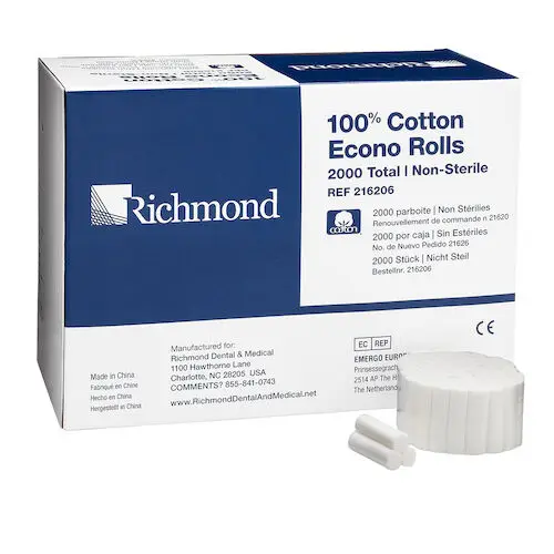 Richmond Dental Econo Cotton Rolls, Medium, 1.5" x 3/8", Non-Sterile, 2000/Box, #216206 thumbnail 5