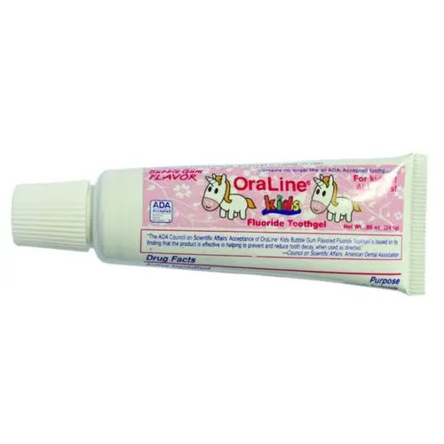 Oraline Toothgel, Bubblegum, 0.85 oz., Fluoride, 144/Case, 43109 - Oraline Toothgel, Bubblegum, 0.85 oz., 144/Case, Fluoride, Bubble Gum, 43109 - Image 1