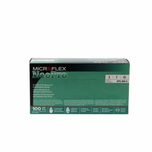 Microflex NeoPro Chloroprene Exam Gloves, Powder-Free, Non-Sterile, Textured, Small, Green, 100/Box, NPG-888-S thumbnail 10
