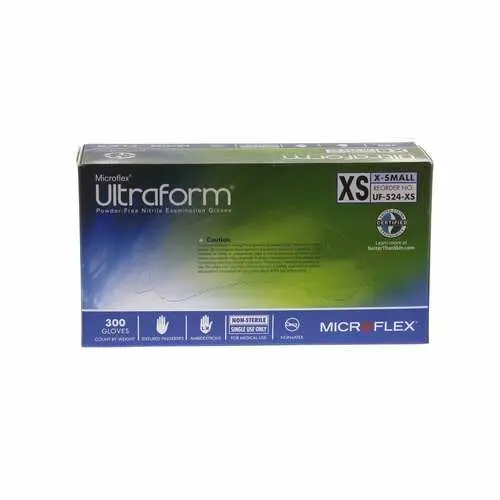 Ultraform® Powder Free Nitrile Exam Gloves, Extra Small, Cobalt Blue, Textured, Non-Sterile, 300/Box, UF-524-XS thumbnail 9