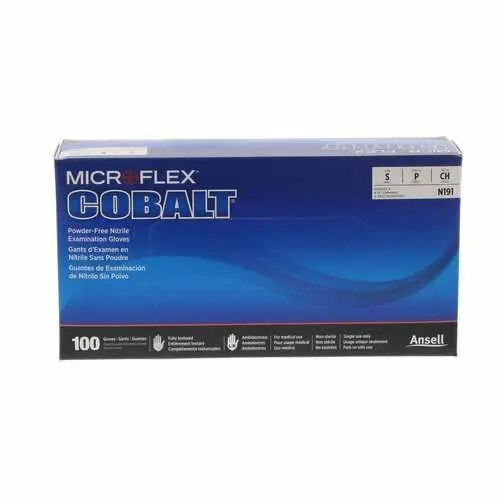 Microflex Cobalt Nitrile Exam Gloves, Powder Free, Textured, Non-Sterile, Small, Blue, 100/Box, N191 thumbnail 8
