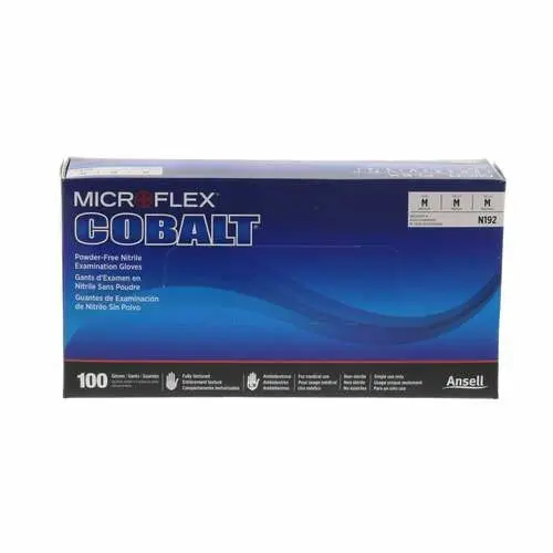 Microflex Cobalt Nitrile Exam Gloves, Powder Free, Textured, Medium, Blue, 100/Box, N192 thumbnail 8