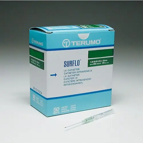 SURFLO® ETFE I.V. Catheter, 22 Gauge x 1", Blue, 50/Box, SROX2225CA - SURFLO® ETFE I.V. Catheters – Teflon, 50/Box - 22 Gauge x 1" Blue - Image 1
