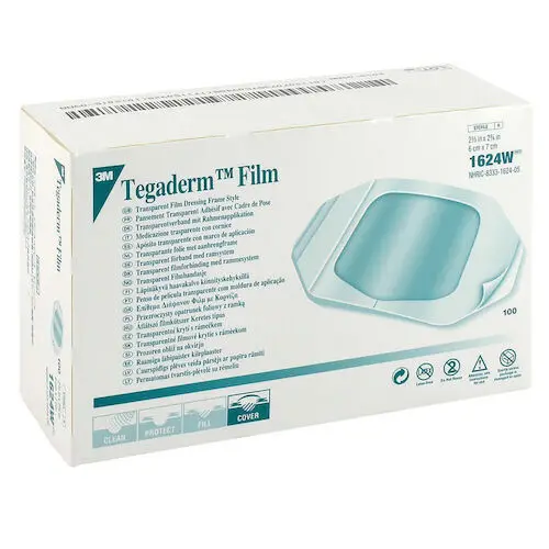 3M Tegaderm Transparent Film Dressing, 2-3/8" x 2-3/4", Sterile, Frame Style, 100/Box, 1624W thumbnail 3