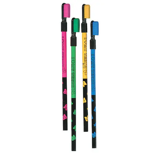 Sherman Specialty 8.25" Toothbrush-Shaped Pencil with Eraser, Assorted Neon Colors, 36/Pkg, S2559 thumbnail 2