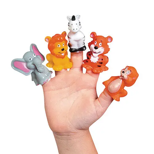 Jungle Animal Finger Puppets, Assorted Animals, 1.5-2" Tall, 24/Pack, JV496 thumbnail 2