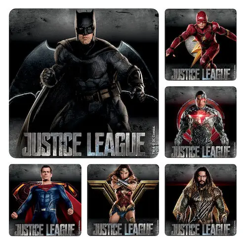 Justice League Stickers, 2.5" x 2.5", Assorted Designs, 100/Roll, PS659 thumbnail 2
