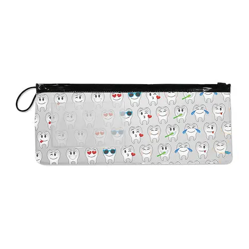 Emolarcon Scatter Pouch, 10" x 4", Tooth Emoji Design, Clear Vinyl, 144/Pack, S11138 thumbnail 2