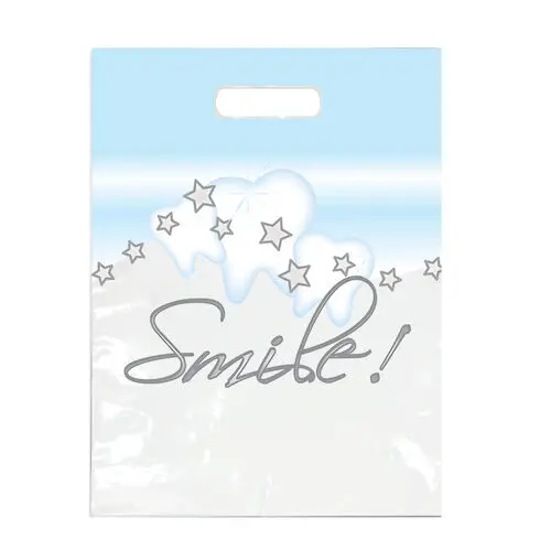 Sherman Specialty Stars & Smile! Large Patient Take-Home Bags, 9" x 13", White, 100/Pkg, LBG64 thumbnail 2