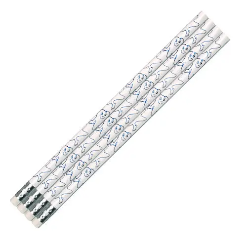 Sherman Specialty Smile Face Tooth Pencils, White, 7.5", 36/Pkg, SS03 thumbnail 2