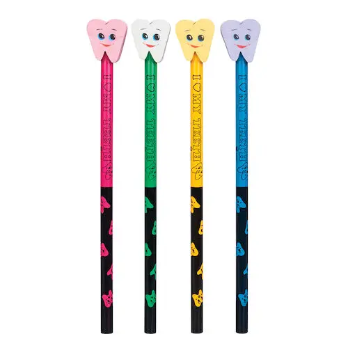 Sherman Specialty 6.5" Tooth Pencils with Smile Tooth Erasers, Assorted Colors, 36/Pkg, S2567 thumbnail 2