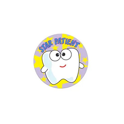 Sherman Specialty Star Patient Tooth Stickers, 2" Star Design, 100 per Roll, PS447 thumbnail 2