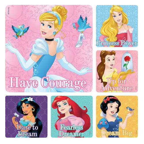 Disney Princess Patient Stickers, 2.5" x 2.5", 6 Assorted Designs, 100/Roll, PS377 thumbnail 2