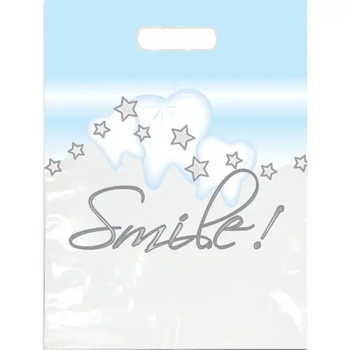 Sherman Specialty Stars and Smiles Small Patient Take-Home Bags, 7.5" x 9", White, 100/Pkg, SBG64 thumbnail 2