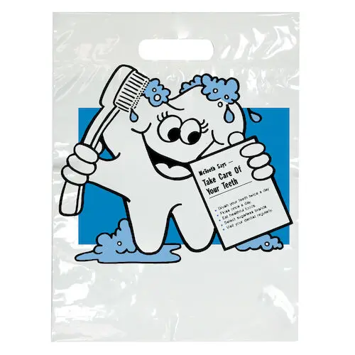 Sherman Specialty McTooth Says Take-Home Bag, 2-Color, White, 9" x 13", 100/Box, LBG28 thumbnail 2