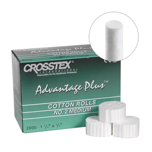 Advantage Plus Cotton Rolls, Non-Sterile, #2 Medium, 1.50" x 0.375", 2000/Pk, DNAC thumbnail 2