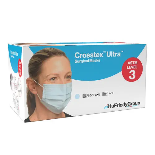 Crosstex Ultra Earloop Face Masks, ASTM Level 3, Latex Free, Blue, 40/Box, GCFCXU thumbnail 14