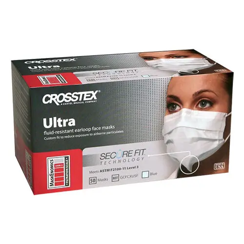 Crosstex Ultra SecureFit Earloop Surgical Face Mask, ASTM Level 3, Blue, 50/Box, GCFCXUSF thumbnail 17