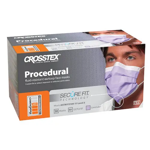 Crosstex Secure Fit™ Procedure Face Mask, ASTM Level 2, Lavender, Ear Loop, 50/Box, GCPLVSF thumbnail 12