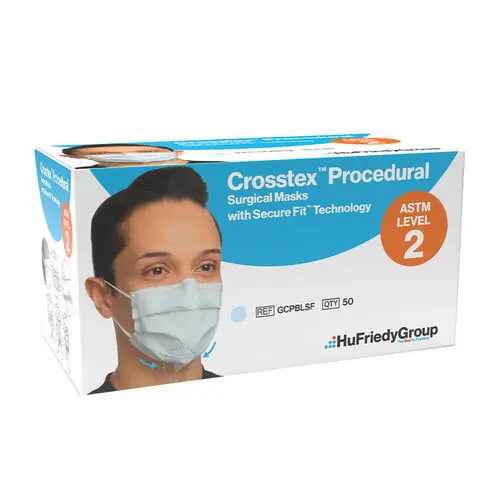 Crosstex Secure Fit™ Procedural Earloop Face Mask, ASTM Level 2, Blue, 50/Box, GCPBLSF thumbnail 13