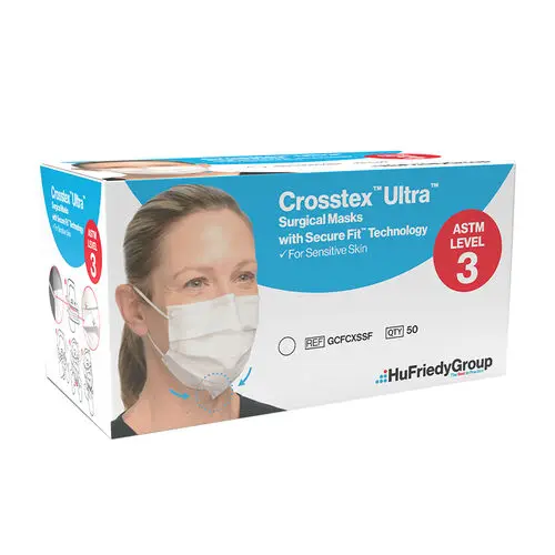 Crosstex Ultra Sensitive Earloop Mask with Secure Fit Technology, ASTM Level 3, White, 50/Box, GCFCXSSF thumbnail 17
