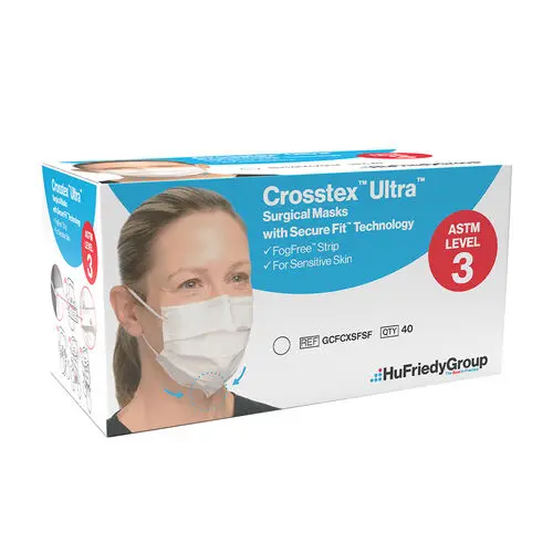 Crosstex Ultra Sensitive FogFree Earloop Mask with Secure Fit Technology, ASTM Level 3, White, 40/Box, GCFCXSFSF thumbnail 15