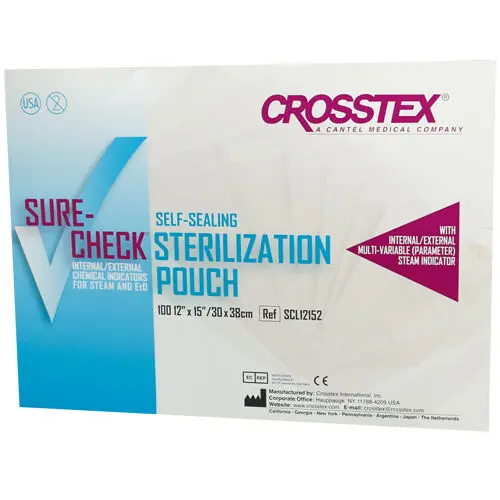 Crosstex Sure-Check Self-Sealing Sterilization Pouches, 12" x 15", 100/Box, SCL12152 thumbnail 9