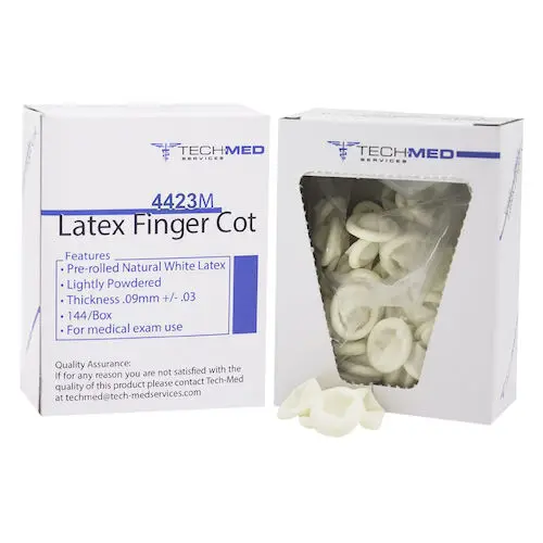 Dukal Latex Finger Cots, Non-Powdered, Pre-Rolled, Medium, Natural White, 144/Box, 4423M thumbnail 9