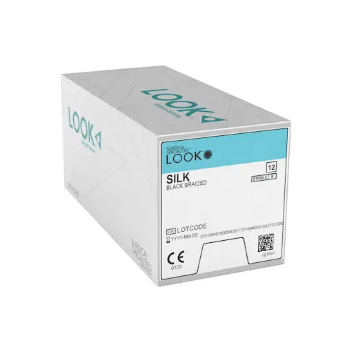 Look 786B Silk Suture with C7 Reverse Cutting Needle, Black Braided, 3-0, 18" (45 cm), 12/Pk thumbnail 7