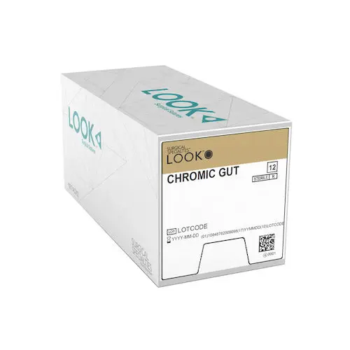 Look Chromic Gut Absorbable Suture, 3-0, 18", Reverse Cutting C-6 Needle, 3/8 Circle, 12/Box, 525B thumbnail 9