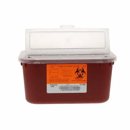 Medegen Stackable Sharps Container, 1 Gallon, Biohazard Symbol, 8703 - Stackable Sharps Containers - Image 1