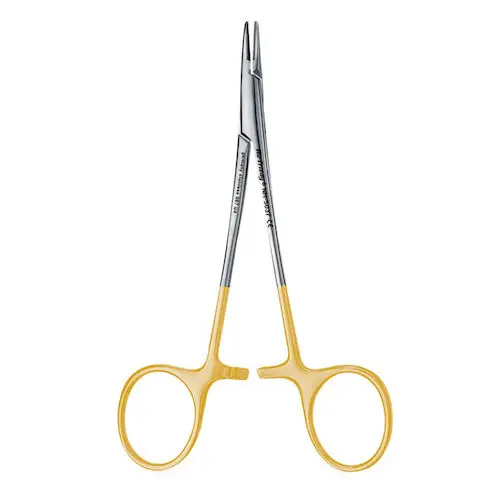 Hu-Friedy Halsey Perma Sharp Needle Holder, Serrated, 13 cm (5"), Gold Plated, NH5037 thumbnail 2