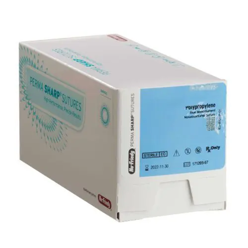 Hu-Friedy Perma Sharp Polypropylene Suture, 6-0, Blue, 18", C-1 Premium Reverse Cutting 3/8 Circle Needle, 12/Box, PSN8697P thumbnail 3