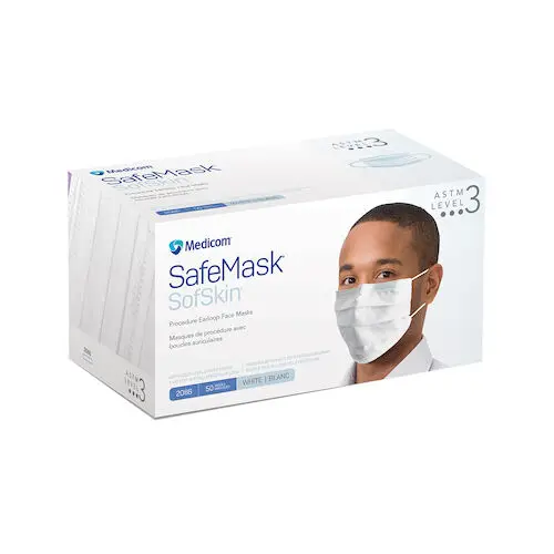 Medicom SafeMask SofSkin Earloop Face Mask, ASTM Level 3, White, 50/Box, 2086 thumbnail 17