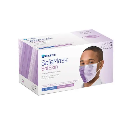 Medicom SafeMask SofSkin Earloop Face Mask, ASTM Level 3, Lavender, 50/Box, 2089 thumbnail 16
