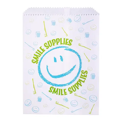 Smile Supplies Paper Patient Bag, 7.5" x 10", White, 100/Pack, S8633 thumbnail 2