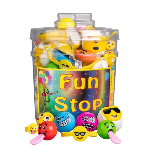 Sherman Specialty Emoji Fun Stop Canister Mix, Assorted Emoji Toys, 96/Pkg, VA20 thumbnail 2