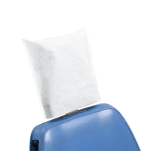 Dukal Headrest Cover, Tissue/Poly, 10" x 10", White, Disposable, 500/Case, 27600 thumbnail 2