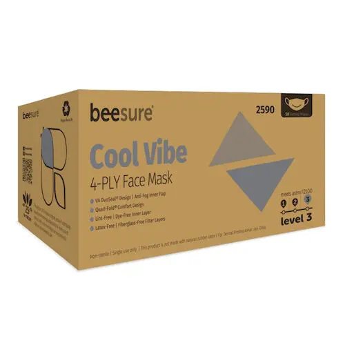 BeeSure Vibe Earloop Face Mask, ASTM Level 3, Cool Gray, 50/Box, BE2590 thumbnail 14