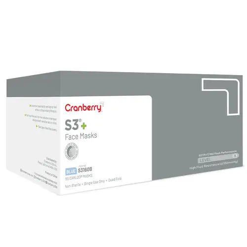 Cranberry S3+ ASTM Level 3 Earloop Procedure Face Mask, Blue, 50/Box, S3160B thumbnail 19
