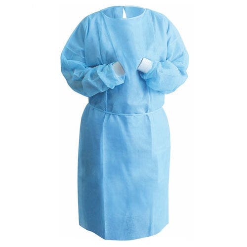 Unipack Medical Non-Woven Polypropylene Isolation Gowns with Knit Cuff, Blue, 10/Bag, UGI-67011 - Non-Woven Polypropylene Gowns with Knit Cuff, 10/Bag, Blue, UGI-67011 - Image 1