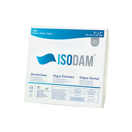 Isodam Non-Latex Polyisoprene Dental Dam, Heavy, 5" x 5", Light Blue, 100/Box, ISO02300510 thumbnail 7