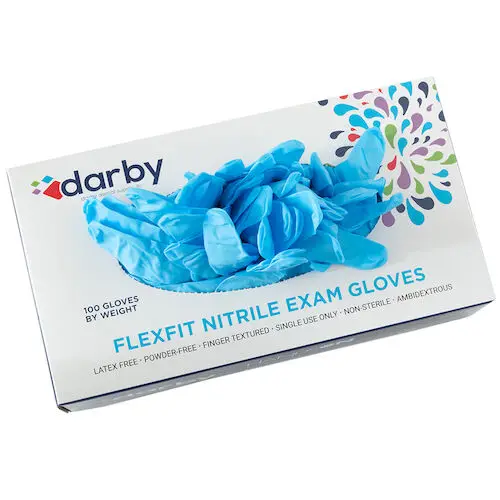 Flexfit Nitrile Examination Gloves, Large, Blue, Powder-Free, 100/Box - Flexfit, Large, 100/Box, Blue, Rapid DonL - Image 1