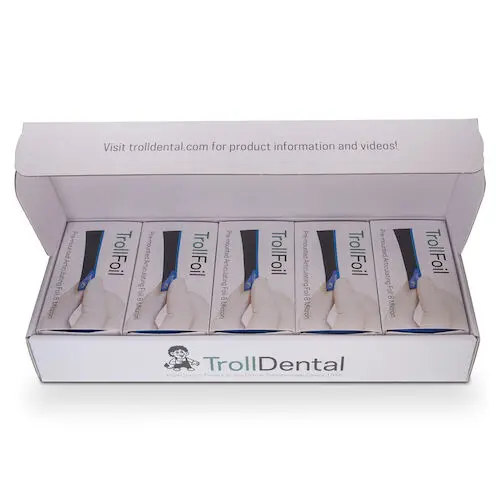 TrollFoil Pre-Mounted Double-Sided Articulating Foil, 8 Microns, Blue, 3" x 3/4", 500/Box, 12000501 thumbnail 8