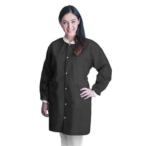 FitMe Disposable Lab Coat, Medium, Black, 10/Bag, UGC-6600-M thumbnail 2