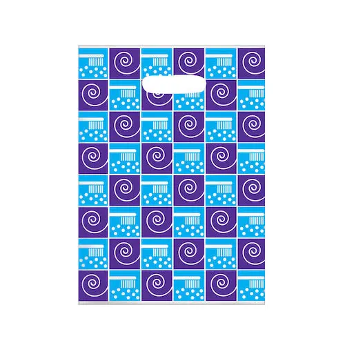 Sherman Specialty Brush Swirl Scatter Bag, 7.5" x 10", Clear with Blue & Purple Print, 100/Pkg, 98ZC thumbnail 2