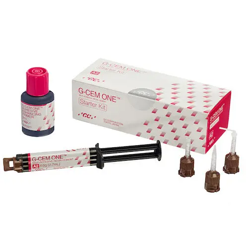 G-CEM ONE Self-Adhesive Resin Cement Starter Kit, Shade A2, 4.6g Syringe, 8 Regular & 2 Endo Automix Tips, 1.5mL Adhesive Enhancing Primer, 013670 thumbnail 16