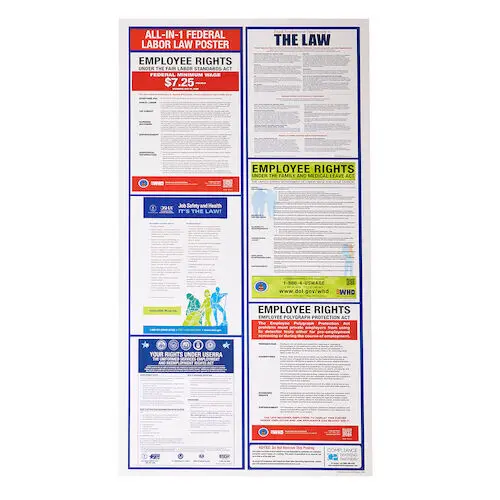 6-in-1 Labor Law Poster, 15" x 31", Laminated, 1/Pack - 6 In 1 Labor Law Poster 15 x 31 - Image 1