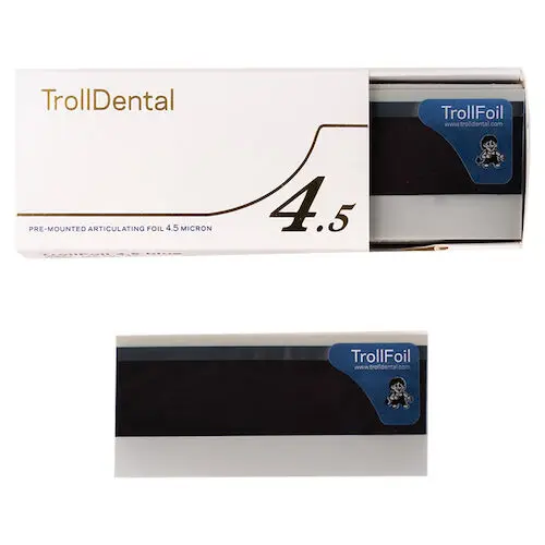 TrollFoil 4.5 Double-Sided Articulating Foil, 4.5 Microns, Blue, 1/Box, 12000145 - TrollFoil 4.5, doubled sided articulating foil, 4.5 microns thick, 1/Box, Blue, 12000145 - Image 1